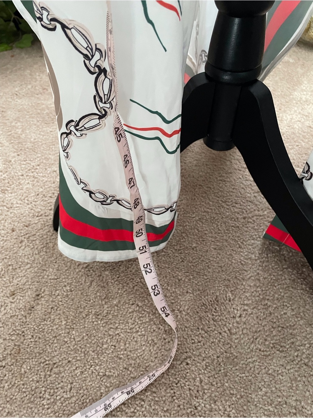 White Chain-Print Long Shirt Dress with Stripe Trim - Picture 5 of 5